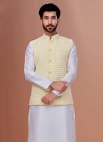 Embroidered Georgette Yellow Festival Wear Embroidery Work Readymade Men's Waist Coat